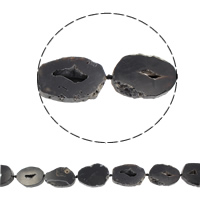 Natural Ice Quartz Agate Beads, druzy style, black, 29x41mm-37x44mm, Hole:Approx 1.5-2mm, Approx 8PCs/Strand, Sold Per Approx 15.5 Inch Strand