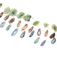 Perles druzy, agate quartz de glace, naturel, le style Druzy, plus de couleurs à choisir, 11x25x6mm-18x45x5mm, Trou:Environ 1.5-2mm, Environ 19PC/brin, Vendu par Environ 15.5 pouce brin