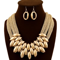 Cotton Cord Jewelry Set earring & necklace with Copper Coated Plastic & Zinc Alloy 316L stainless steel earring hook with 3lnch extender chain gold color plated 50mm 60mm Length Approx 21 Inch Sold By Lot