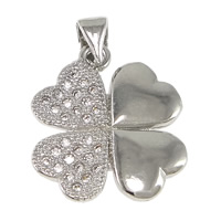 Cubic Zirconia Micro Pave Brass Pendant Four Leaf Clover platinum plated micro pave cubic zirconia nickel lead & cadmium free Approx Sold By Lot