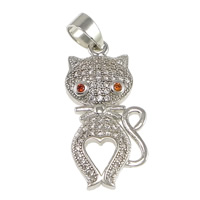Cubic Zirconia Micro Pave Brass Pendant Cat platinum plated micro pave cubic zirconia nickel lead & cadmium free Approx Sold By Lot
