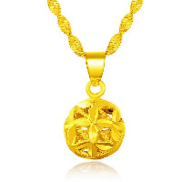24 K Gold Color Plated Pendant Brass Round 24K gold plated vacuum protective color & hollow 11mm Approx Sold By Lot