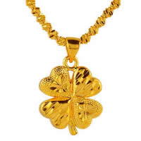 24 K Gold Color Plated Pendant Brass Four Leaf Clover 24K gold plated flower cut & vacuum protective color Approx Sold By Lot