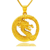 24 K Gold Color Plated Pendant Brass Dragon 24K gold plated vacuum protective color Approx Sold By Lot