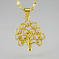 24 K Gold Color Plated Pendant Brass Tree 24K gold plated vacuum protective color Approx Sold By Lot