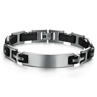 Men Bracelet Stainless Steel with Silicone for man 12mm Sold Per Approx 8.66 Inch Strand