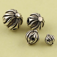 Brass Beads Round antique silver color plated & corrugated lead & cadmium free Sold By Bag