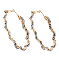 Brass Hoop Earring with Glass Seed Beads gold color plated nickel lead & cadmium free Sold By Pair
