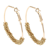 Brass Hoop Earring with Glass Seed Beads gold color plated nickel lead & cadmium free Sold By Pair