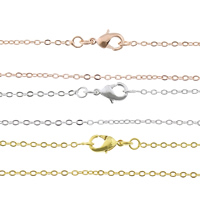 Cadena de collar de cobre amarillo, metal, chapado, cadena oval, más colores para la opción, libre de níquel, plomo & cadmio, 1.50x0.20mm, longitud aproximado 17.5 Inch, 50Strandsfilamento/Bolsa, Vendido por Bolsa