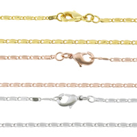 Messingkette Halskette, Messing, plattiert, Valentino-Kette, keine, frei von Nickel, Blei & Kadmium, 4.50x1.50x1mm, Länge ca. 17 ZollInch, 50SträngeStrang/Tasche, verkauft von Tasche