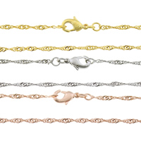 Mosaz náhrdelník řetěz, Singapur řetěz, více barev na výběr, nikl, olovo a kadmium zdarma, 1.50mm, Délka Cca 17 inch, 50přediva/Bag, Prodáno By Bag