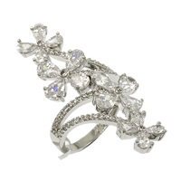 Cubic Zircon Brass Finger Ring Flower platinum plated with cubic zirconia nickel lead & cadmium free US Ring Sold By PC