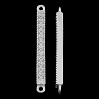 925 Sterling Zilver Connectors, micro pave zirconia & 1/1 lus, 3.50x34.50x3mm, Gat:Ca 1mm, Verkocht door PC