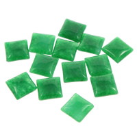 farvet Jade Cabochon, Square, grøn, 10x10x4mm, 100pc'er/Bag, Solgt af Bag