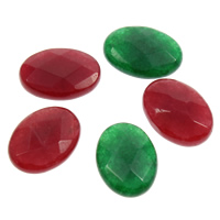 Dyed Jade Beads Flat Oval flat back & faceted & crackle Approx 1.5mm Sold By Bag