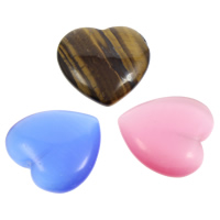 Gemstone Smycken Pärlor, Ädelsten, Hjärta, olika material för val, 25x25x7mm, Hål:Ca 1mm, 50PC/Bag, Säljs av Bag