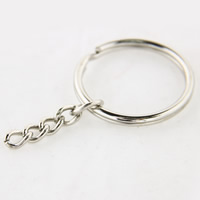Ijzer Split Ring, platinum plated, lood en cadmium vrij, 30x2mm, 1000pC's/Bag, Verkocht door Bag