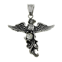 Stainless Steel Animal Pendants 316L Stainless Steel Phoenix with rhinestone & blacken Approx Sold By Lot