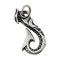 Stainless Steel Pendants, 316L Stainless Steel, Pirate Fishhook, nautical pattern & blacken, 23x48x5.50mm, Hole:Approx 8mm, 5PCs/Lot, Sold By Lot