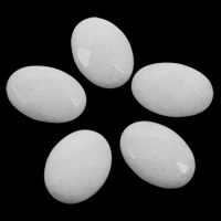 Jade blanco cabujón, Redondo Aplanado, espalda plana & facetas, 13x18x5mm, 100PCs/Bolsa, Vendido por Bolsa