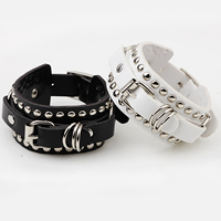 Cowhide Bracelet with Zinc Alloy platinum color plated adjustable 32mm Length Approx 9 Inch