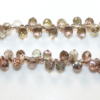 Teardrop Crystal Beads with Glass Seed Beads half-plated faceted Approx 0.5mm Length Approx 15 Inch Approx Sold By Lot