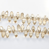 Teardrop Krystal perler, med Glas Seed Beads, facetteret, 6x12mm, Hole:Ca. 0.5mm, Længde Ca. 15 inch, 10Strands/Lot, Ca. 100pc'er/Strand, Solgt af Lot