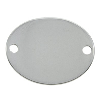 Connettore in acciaio inox, Ovale piatto, 1/1 anello del connettore, colore originale, 30x24x2mm, Foro:Appross. 1mm, 100PC/borsa, Venduto da borsa