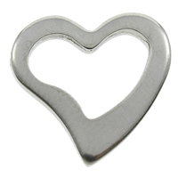 vinculação de anel de aço inoxidável, Coração, cor original, 15x15x1.50mm, Buraco:Aprox 5-10mm, 200PCs/Bag, vendido por Bag