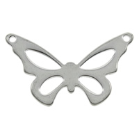 Stainless Steel Connector, Butterfly, 1/1 loop, original color, 40x24x1.50mm, Hole:Approx 1mm, 100PCs/Bag, Sold By Bag