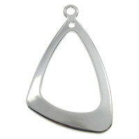 Jóias Pingentes de aço inoxidável, Triângulo, cor original, 21x34x1.50mm, Buraco:Aprox 1mm, 100PCs/Bag, vendido por Bag