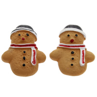 Mode Hars Cabochons, Sneeuwpop, Kerst sieraden & platte achterkant, koffie kleur, 17x22x4mm, 100pC's/Bag, Verkocht door Bag