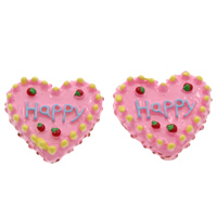 Food Resin Cabochon Cake word happy flat back pink Sold By Bag