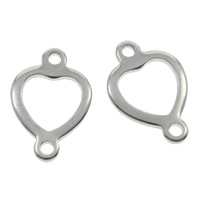 Stainless Steel Connector, Heart, 1/1 loop, original color, 11x17mm, Hole:Approx 1mm, 200PCs/Bag, Sold By Bag