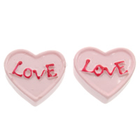 Eten Resin Cabochon, Hars, Taart, woord liefde, platte achterkant, roze, 17x16x5.50mm, 100pC's/Bag, Verkocht door Bag
