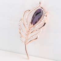 Crystal Brooch Zinc Alloy with Crystal Flower rose gold color plated faceted & with rhinestone lead & cadmium free Sold By Bag