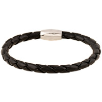 Men Bracelet Cowhide zinc alloy magnetic clasp platinum color plated for man 5mm Length Approx 8 Inch Sold By Lot