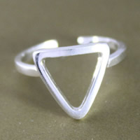 Messing Manchet Finger Ring, Driehoek, echte verzilverd, 17mm, Maat:5, Verkocht door PC