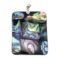 Natural Abalone Shell Pendants with Black Shell & White Shell & Brass Rectangle platinum color plated nickel lead & cadmium free Approx Sold By Lot
