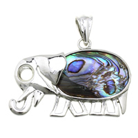 Natural Abalone Shell Pendants Brass with Abalone Shell Elephant platinum color plated nickel lead & cadmium free Approx Sold By Lot