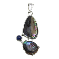 Natural Abalone Shell Pendants Brass with Natural Lapis Lazuli & Abalone Shell platinum color plated nickel lead & cadmium free Approx Sold By Lot