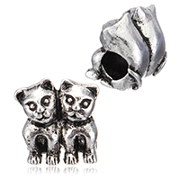 Zinc Alloy European Beads Cat antique silver color plated without troll nickel lead & cadmium free Approx 4.5mm Sold By Lot