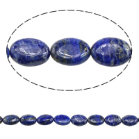 Koraliki Lapis Lazuli, Lapis lazuli naturalny, Płaski owal, 16x12x5-6mm, otwór:około 1mm, długość około 16 cal, 2nici/wiele, około 28komputery/Strand, sprzedane przez wiele