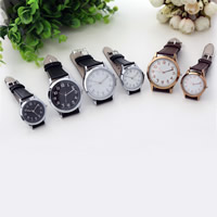 Couple Watch Bracelets PU Leather with zinc alloy dial & Glass plated & waterproof & for couple Sold By PC