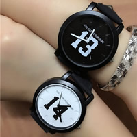 Couple Watch Bracelets PU Leather with zinc alloy dial & Glass plated & for couple 40.5mm 19mm Length Approx 9.8 Inch Sold By PC