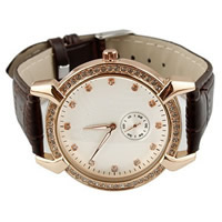 Unisex Wrist Watch Cowhide with zinc alloy dial plated with rhinestone golden nickel lead & cadmium free 40mm Length Approx 10.2 Inch Sold By Lot