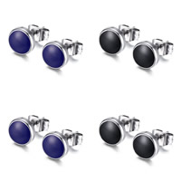 Titanium Staal Stud Earring, Rond plat, epoxy sticker, meer kleuren voor de keuze, 9mm, Verkocht door pair