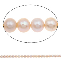 Bulvių išauginti gėlavandenių perlų karoliukai, Gėlo vandens perlų, Bulvė, natūralus, rožinis, 10-11mm, Skylė:Apytiksliai 0.8-1mm, Parduota už Apytiksliai 19.5 Inch Strand
