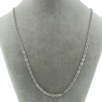 Stainless Steel Chain halskæde, oval kæde, oprindelige farve, 4x3x1mm, Solgt Per Ca. 19.5 inch Strand